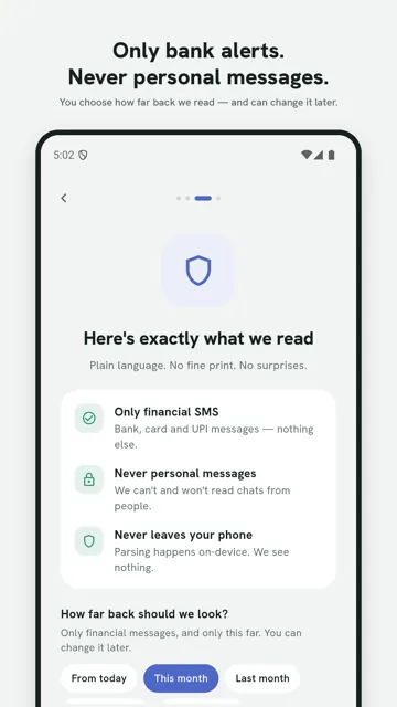Fidaura explains it reads only bank alerts, never personal messages